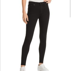 AG The Farrah Skinny Ankle Raw Hem Black Denim